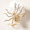 Halloween Alloy Rhinestone Adjustable Cuff Open Rings RJEW-P162-01G-1