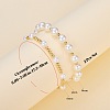 2Pcs 2 Styles ABS Plastic Imitation Pearl & Shell Pearl & Brass Beads Bracelets BJEW-SW01606-2