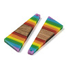 Pride Rainbow Theme Resin & Walnut Wood Pendants WOOD-K012-08A-2