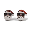 Christmas Wood Stud Steel Needle Earrings EJEW-U016-03P-03-2