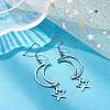 Non-Tarnish Hollow Star and Moon 304 Stainless Steel Dangle Earrings EJEW-JE05311-02-3