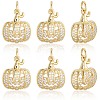 6Pcs Halloween Brass Cubic Zirconia Pendants ZIRC-BBC0003-41-5