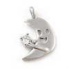 Moon with Smiling Face Brass Micro Pave Clear Cubic Zirconia Pendants KK-G425-07P-1