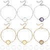 10Pcs 2 Colors 304 Stainless Steel Paperclip Chain Satellite Chain Bracelet Making BJEW-SP0001-31-1