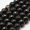 Faceted Natural Black Agate Beads Strands G-F447-6mm-H05-1