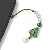 Brass Glass with Natural Quartz Crystal with Natural White Jade Mobile Straps HJEW-JM02288-4