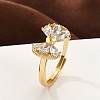 Adjustable Rack Plating Brass Micro Pave Cubic Zirconia Cuff Finger Rings for Women RJEW-M027-02G-01-3