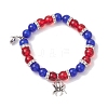 2Pcs 10mm Round Opalite & Pink Glass & Red Glass & Blue Cat Eye Beaded Stretch Bracelet Sets for Lover BJEW-JB10325-02-3