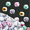 180Pcs Floral Printed Porcelain Beads PORC-LT0001-09-6