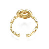 Cubic Zirconia Heart Open Cuff Ring X-RJEW-N035-110-2