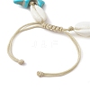 Summer Cowrie Shell & Synthetic Turquoise Braided Bead Bracelets BJEW-JB10370-4