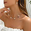 Elegant Round Glass Pearl & Natural Amethyst Chips Jewelry Set XU2414-1