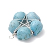 Halloween Dyed Synthetic Turquoise Skull Beaded Pendants PALLOY-TA00297-05-4