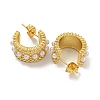 Brass ABS Imitation Pearl Stud Earrings EJEW-N054-51G-2