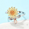 Sunflower and Dragonfly Rotatable Open Ring for Women RJEW-M139-16P-2