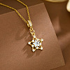 304 Stainless Steel Pave Clear Cubic Zirconia Star Pendant Necklaces for Women WG2EDAA-01-1