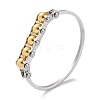 Round Beaded 304 Stainless Steel Bangles BJEW-G700-08GP-1