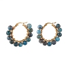 Round Natural Apatite Wire Wrapped Big Hoop Earrings for Women EJEW-TA00048-04-4