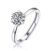 Rhodium Plated 925 Sterling Silver Moissanite Rhinestone Solitaire Ring AJEW-U007-12P-1