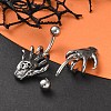 Skull Devil Hand 316 Surgical Stainless Steel Belly Button Rings/Earrings EJEW-G416-12AS-2