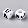 Large Hole Acrylic Letter European Beads SACR-Q103-6mm-01E-2