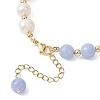 Natural Dyed Blue Lace Agate Beads & Cultured Freshwater Pearl Round Beaded Bracelets for Women BJEW-JB12708-3