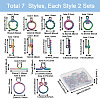 Biyun 14 Sets 7 Style PVD Vacuum Plating 304 Stainless Steel Toggle Clasps STAS-BY0001-01-3