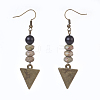 Natural Unakite and Sandalwood Beads Dangle Earrings EJEW-JE02802-02-1