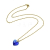 Heart Glass Pendant Necklaces NJEW-K117-01G-3