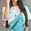 Flat Round with Flower Magnifying Glass Pendant Alloy Rope Chain Necklaces for Women NJEW-WH0013-74G-6