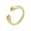 Brass Micro Pave Cubic Zirconia Cuff Open Rings for Women FS-WG15C9D-01-1