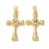 Brass Micro Pave Pink Cubic Zirconia Pendants CU-CBA9AB3-37G-1