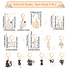 24Pcs 12 Styles Cat Alloy Enamel Pendant Locking Stitch Markers HJEW-SC00112-2