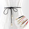 Imitation Leather Braided Belly Belt with Plastic Imitation Pearl Round Bead WG11EBA-03-2