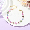 Natural Multicolor Tourmaline Beaded Link Chain Bracelets for Women BJEW-JB13742-1