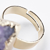 Adjustable Natural Druzy Amethyst Finger Rings RJEW-E146-01-3