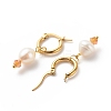 Natural Pearl & Glass Beaded Dangle Hoop Earrings EJEW-JE05009-4