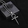 Skull Cross Pendant Necklace Vintage Titanium Steel Ankh Necklace Charm Neck Chain Jewelry Gift for Women Men Birthday Easter Thanksgiving Day JN1110A-7
