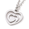 304 Stainless Steel Heart Pendant Necklaces NJEW-JN03518-01-3