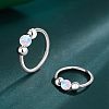 316L Surgical Stainless Steel & Round Synthetic Opal Hoop Nose Rings WG47E0A-07-4