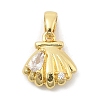 Rack Plating Leaf Brass Clear Cubic Zirconia Pendants KK-S407-13G-G-1