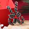 Christmas Theme Golden Alloy Rhinestone Brooch Pin LS-LK2414-3-1
