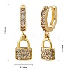 Clear Cubic Zirconia Padlock Drop Huggie Hoop Earrings EJEW-SW00005-06-2