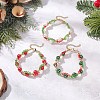 3Pcs 3 Colors Christmas Glass & Baking Paint Pearlized Glass Pearl Round Beaded Bracelets for Women BJEW-JB12441-1