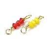 3 Faceted Glass Beads Connector Charms KK-D044-05G-3