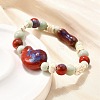 Handmade Porcelain Beads & Synthetic Howlite Beads Stretch Bracelets for Women BJEW-D307-01A-5