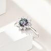 Rhodium Plated 925 Sterling Silver Moissanite Adjustable Rings for Women RJEW-U038-02P-2