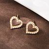 Brass ABS Plastic Pearl Hollow Heart Stud Earrings EJEW-L275-14G-04-3