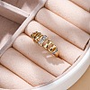 Brass Micro Pave Clear Cubic Zirconia Cuff Finger Rings for Women RJEW-C116-12G-1