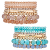 16Pcs 16 Style Crystal Rhinestone & Resin & Glass Seed Beaded Stretch Bracelets Set BJEW-AN0001-15-1